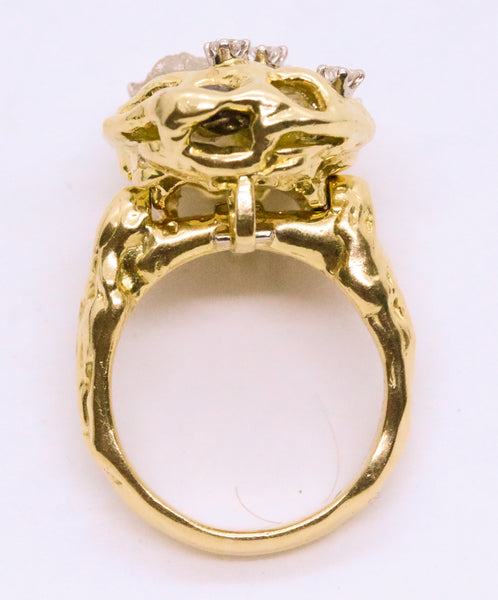 PETER LINDEMAN VINTAGE DIAMONDS 18 KT GOLD RING PENDANT