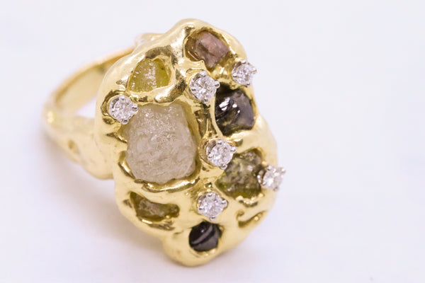 PETER LINDEMAN VINTAGE DIAMONDS 18 KT GOLD RING PENDANT