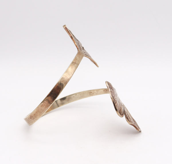 -Paul Oudet 1970 Prototype Gingko Cuff Bracelet In 18Kt Gilt Vermeil Over Silver