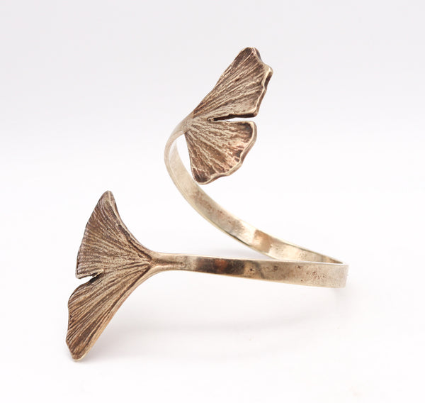 -Paul Oudet 1970 Prototype Gingko Cuff Bracelet In 18Kt Gilt Vermeil Over Silver