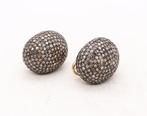 Italian Modern Gems Cluster Earrings In 18Kt Yellow Gold With 8.85 Cts In Fancy Diamonds