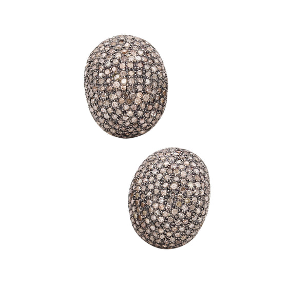 Italian Modern Gems Cluster Earrings In 18Kt Yellow Gold With 8.85 Cts In Fancy Diamonds