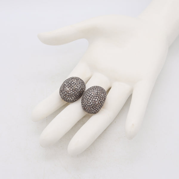 Italian Modern Gems Cluster Earrings In 18Kt Yellow Gold With 8.85 Cts In Fancy Diamonds