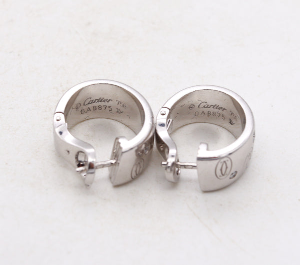 Cartier Paris C De Cartier Huggies Clips Earrings In 18Kt White Gold With VVS Diamonds