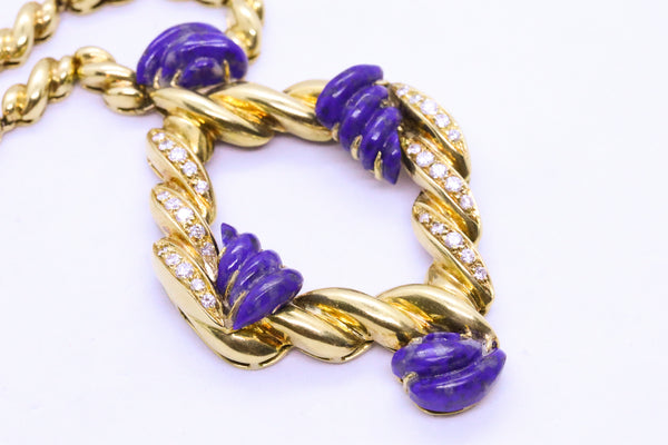 DIAMONDS & LAPIS LAZULI MID CENTURY 18 KT NECKLACE