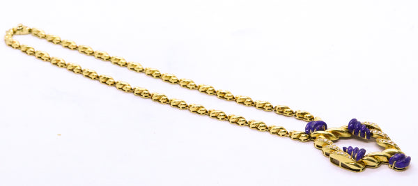 DIAMONDS & LAPIS LAZULI MID CENTURY 18 KT NECKLACE