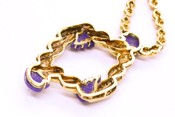 DIAMONDS & LAPIS LAZULI MID CENTURY 18 KT NECKLACE