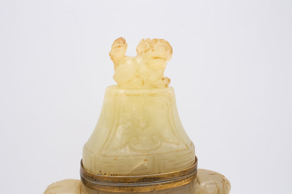 +China 1880 Qing Dynasty Nephrite Jadeite Jade Urn Vase Por Perfumed Oil Scents