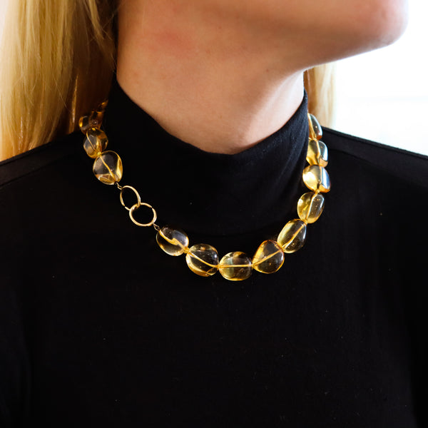 -Tiffany Co. By Paloma Picasso Necklace In 18Kt Gold With 500 Ctw Citrines