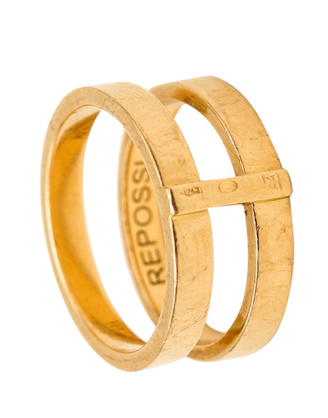 *Repossi Paris modern Geometric Berbere double rings Band in solid 18 kt yellow gold