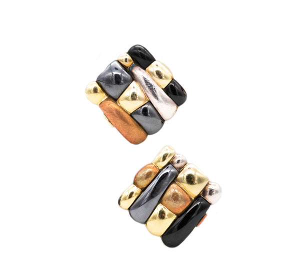 Tiffany Co 1970 By Angela Cummings Geometric Earrings In 18Kt Yellow Gold With Gemstones