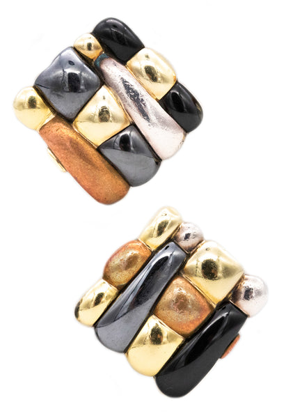Tiffany Co 1970 By Angela Cummings Geometric Earrings In 18Kt Yellow Gold With Gemstones