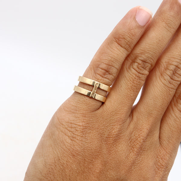 *Repossi Paris modern Geometric Berbere double rings Band in solid 18 kt yellow gold