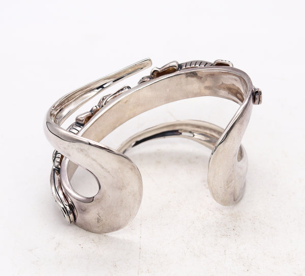 *Kieselstein Cord double Alligators bangle cuff in solid .925 Sterling Silver