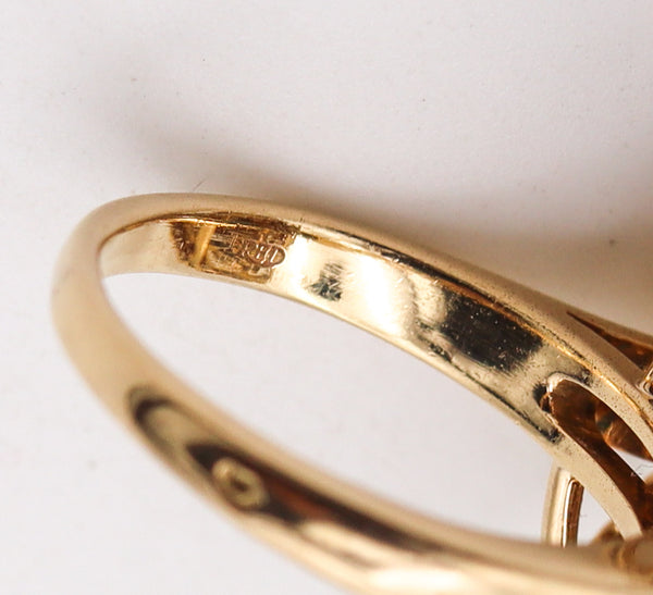 Fred of Paris 1970 Gem Set Cocktail Ring In 18Kt Gold With 12.34 Ctw Of Diamonds & Turquoise