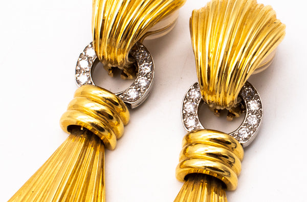 CHARLES TURI 18 KT YELLOW GOLD DROP EARRINGS WITH 1 Cts OF VS DIAMONDS