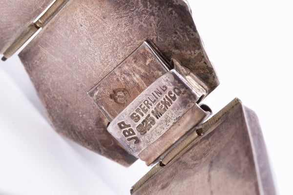 MEXICO TAXCO 1960 STERLING SILVER RETRO BRACELET WITH GREEN ONYX