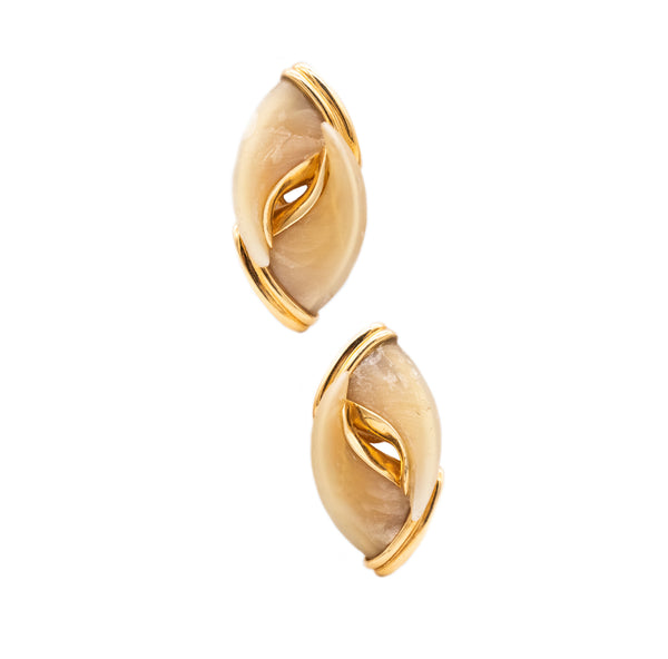 Bry Co Paris 1970 Rare French Earrings In 18Kt Yellow Gold With Four Claws