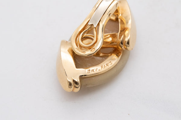 Bry Co Paris 1970 Rare French Earrings In 18Kt Yellow Gold With Four Claws
