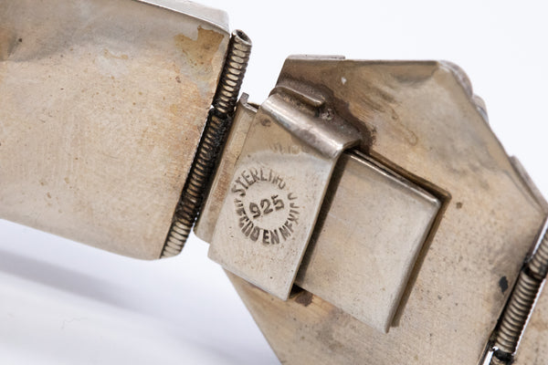 MEXICO TAXCO 1960 RETRO STERLING SILVER BRACELET WITH ABALONE SHELL