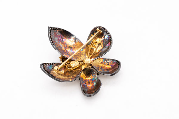 Moira Of London Rare 18Kt Art Nouveau Enameled Brooch With 1.5 Ctw In Diamonds