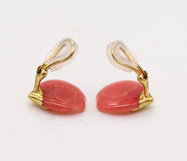 -Tiffany Co. 1977 Angela Cummings Petals Earrings In 18Kt Gold With Rhodochrosite