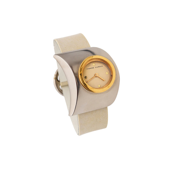 -Pierre Cardin 1971 By Jaeger LeCoultre PC-117 Retro Wrist Watch In Stainless & Leather