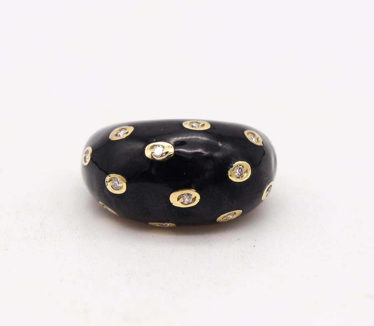 Piaget Paris Panther Domed Enamel Cocktail Ring In 18Kt Gold With