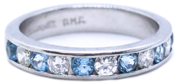 PLATINUM DIAMONDS & AQUAMARINES HALF ETERNITY RING