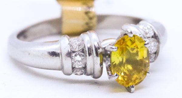 PLATINUM DIAMONDS & YELLOW SAPPHIRE RING