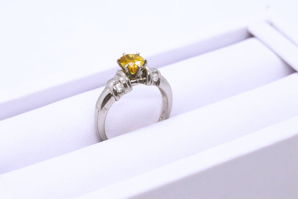 PLATINUM DIAMONDS & YELLOW SAPPHIRE RING