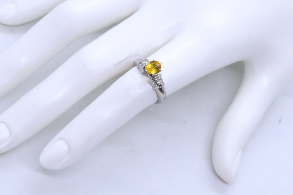PLATINUM DIAMONDS & YELLOW SAPPHIRE RING
