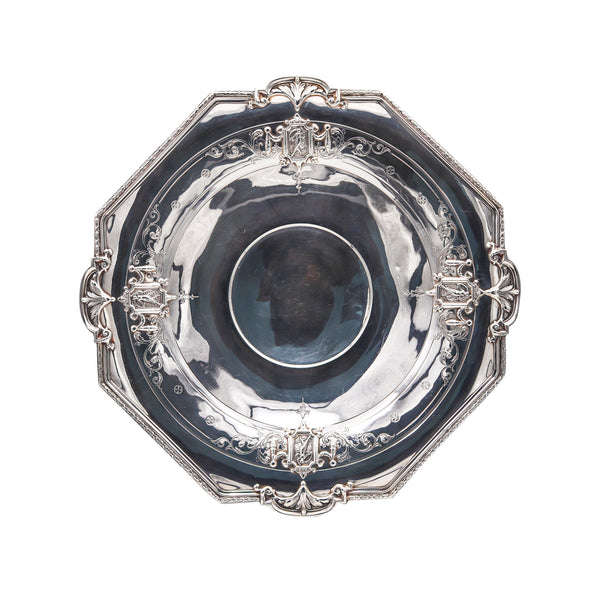 Towle Co. 1890 Edwardian Art Nouveau Octagonal Centerpiece Tray In 925 Sterling Silver