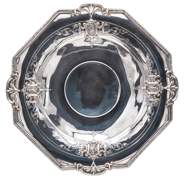 Towle Co. 1890 Edwardian Art Nouveau Octagonal Centerpiece Tray In 925 Sterling Silver