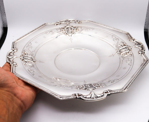 Towle Co. 1890 Edwardian Art Nouveau Octagonal Centerpiece Tray In 925 Sterling Silver