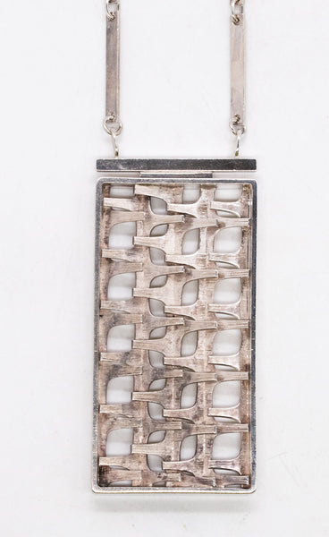 *Rey Urban for Age Fausing 1970 Denmark modernism Geometric long necklace in .925 sterling silver