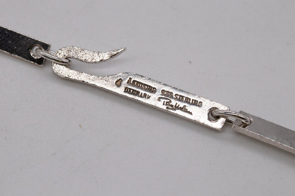 *Rey Urban for Age Fausing 1970 Denmark modernism Geometric long necklace in .925 sterling silver