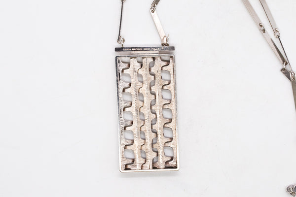 *Rey Urban for Age Fausing 1970 Denmark modernism Geometric long necklace in .925 sterling silver