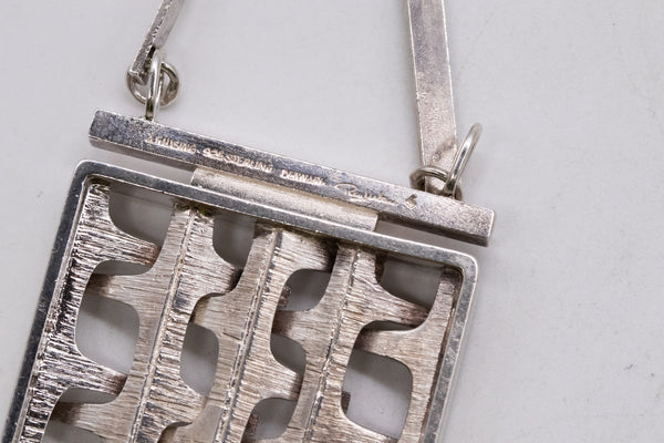 *Rey Urban for Age Fausing 1970 Denmark modernism Geometric long necklace in .925 sterling silver