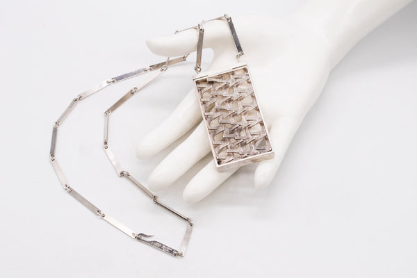 *Rey Urban for Age Fausing 1970 Denmark modernism Geometric long necklace in .925 sterling silver