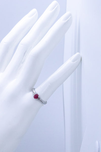 SALAVETTI PLATINUM RING WITH NATURAL RUBY AND DIAMONDS