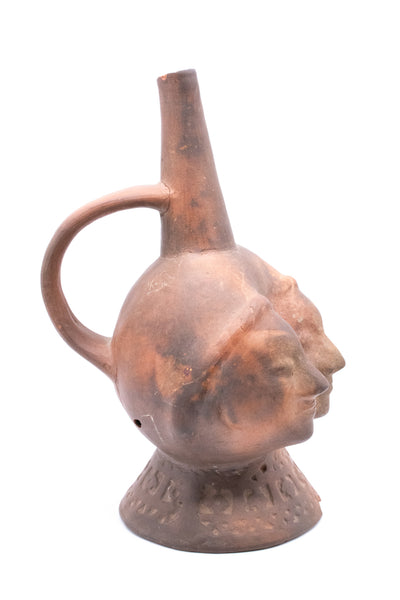 Peru Pre Inca 900 1470 AD Chimor Pre Columbian Double Face Vessel In Earth Ware