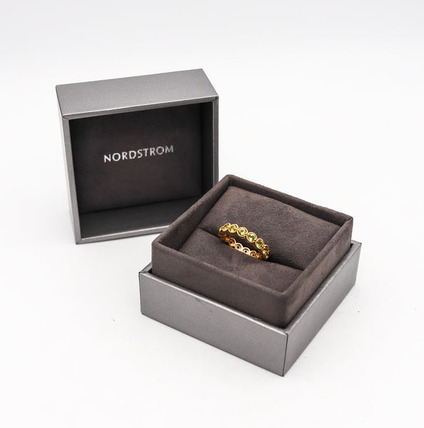 Bony Levy Eternity Band Ring In 18Kt Yellow Gold With 2.42 Cts In Green Peridots