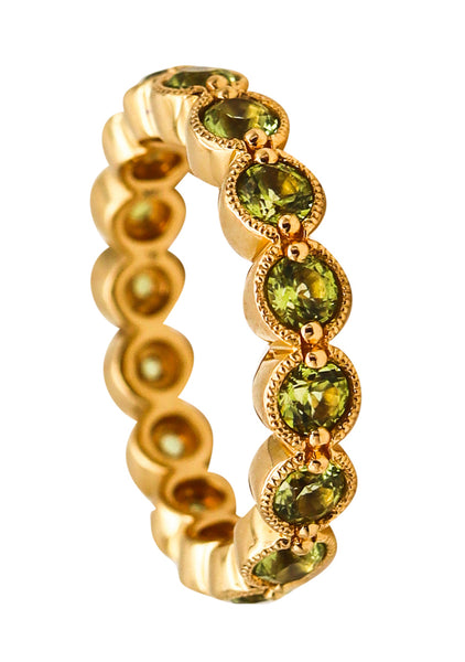 Bony Levy Eternity Band Ring In 18Kt Yellow Gold With 2.42 Cts In Green Peridots