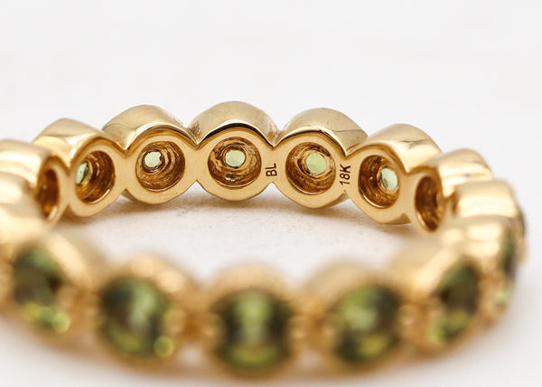 Bony Levy Eternity Band Ring In 18Kt Yellow Gold With 2.42 Cts In Green Peridots