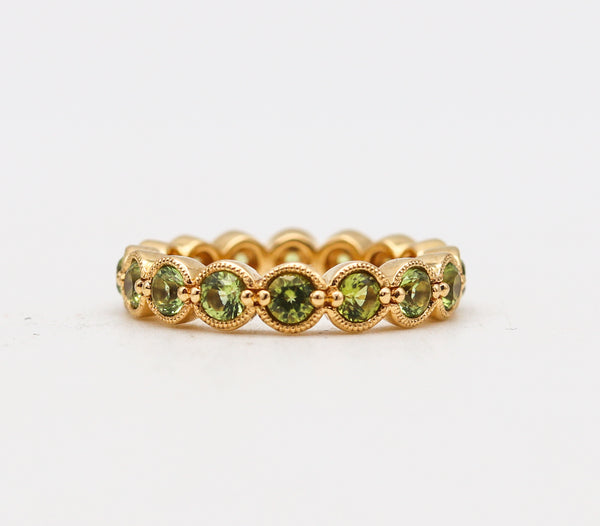 Bony Levy Eternity Band Ring In 18Kt Yellow Gold With 2.42 Cts In Green Peridots