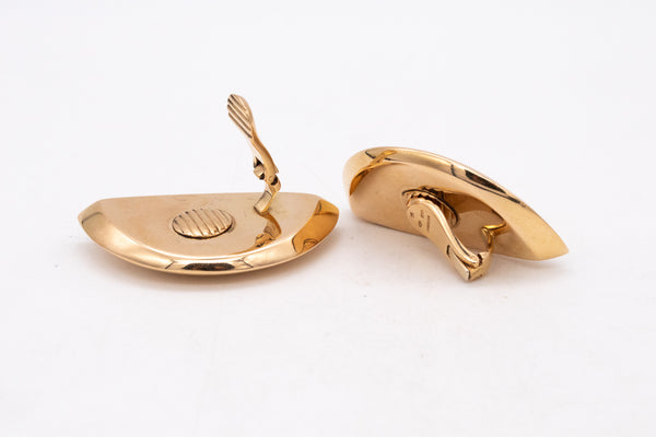 *Vhernier Milano oversized geometric Eclisee earrings in polished 18 kt yellow gold