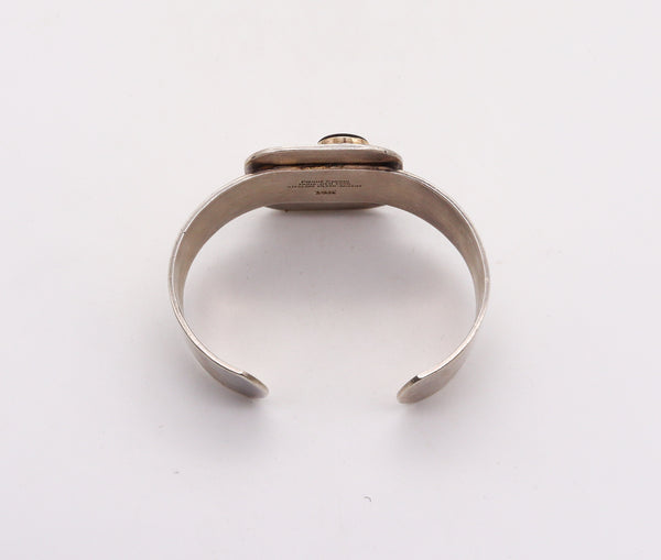 -Pierre Cardin 1970 Paris Geometric Onyx Dots Cuff Bracelet In 14Kt Yellow Gold And Sterling