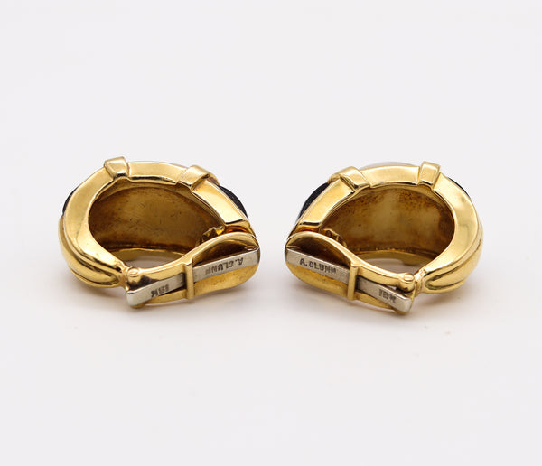 Andrew Clunn New York Hoop Earrings In 18 Kt Yellow Gold With White & Black Nacre