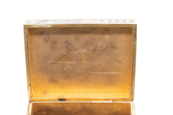 JAPAN 1900 MEIJI PERIOD CLOISONNE ENAMELED BRONZE BOX